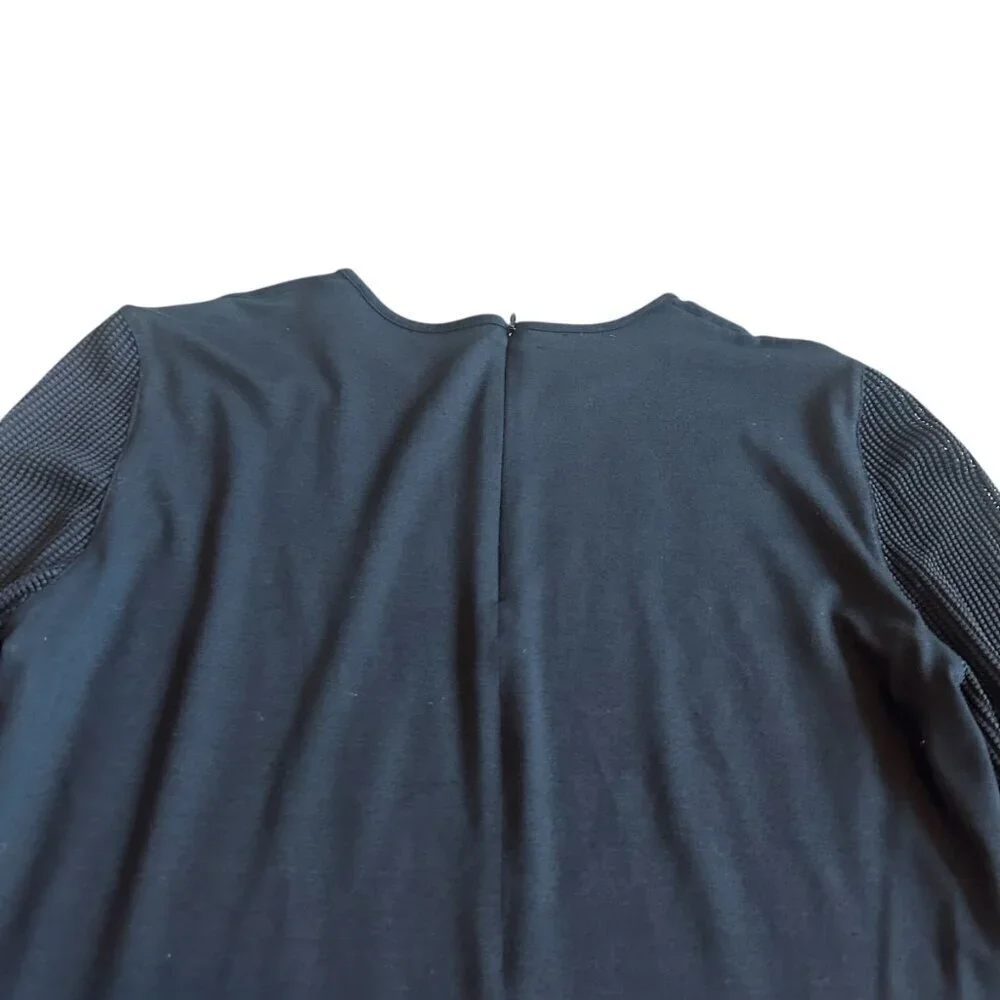 Akris Punto Long Sleeve Shirt Crew Neck Mesh Sleeves Pullover Size 8 Women's - Picture 8 of 11